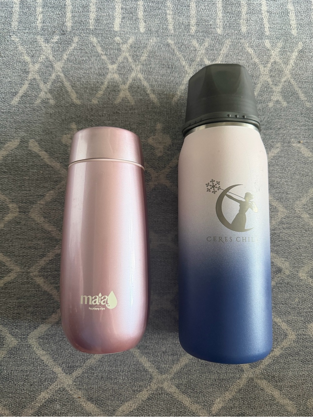 Set of Ceres Chill Ombré Stainless Bottle & Pippy Sips Maia Breast milk cooler